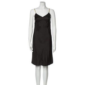 NWT HELMUT LANG Black Slip Dress with Contrast White Straps Size 0